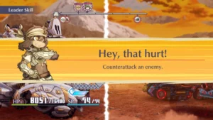 Fuga Melodies of Steel 3 - zrzut z gry, ekran walki podczas wykonywania kontrataku.