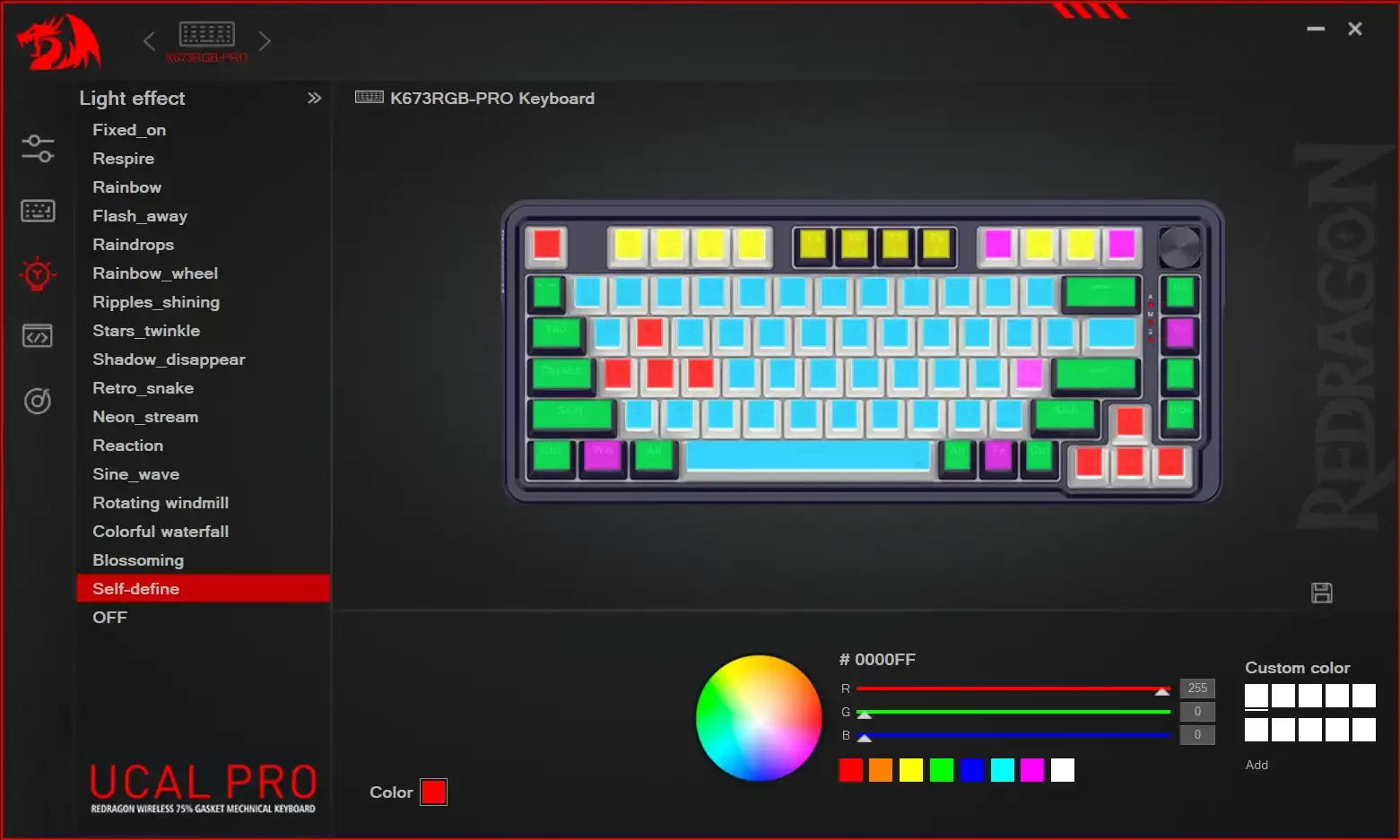Aplikacja Redragon - Podświetlenie.