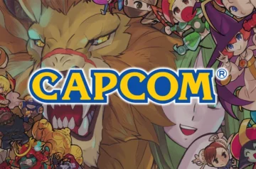 Logo Capcom z grami w tle.