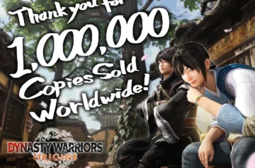 Grafika z okazji sprzedaży 1 miliona kopii Dynasty Warriors Origins.