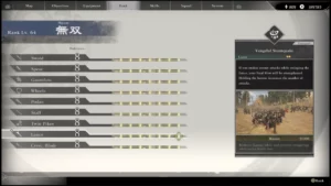 Lista kategorii uzbrojenia i poziom rangi każdej z nich, z Dynasty Warriors Origins.