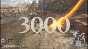 Komunikat "3000", sygnalizujący przebicie trzech tysięcy pokonanych przeciwnik&oacute;w w trakcie jednej bitwy.