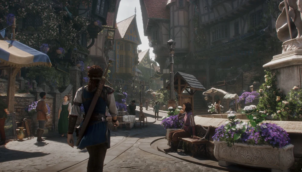 Fable — główna bohaterka spaceruje po mieście.