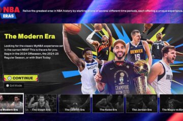 Menu główne trybu MyNBA w grze NBA 2K25. Tryb znany wcześniej jako MyLeague. Na obrazie widzimy kilku znanych graczy z obecnej ery NBA. Luka Doncić, Anthony Edwards czy Jayson Tatum.