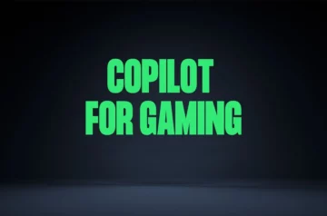 Logo Copilot for Gaming na czarnym tle z charakterystycznym zielonym kolorem Xbox w prawym dolnym rogu.