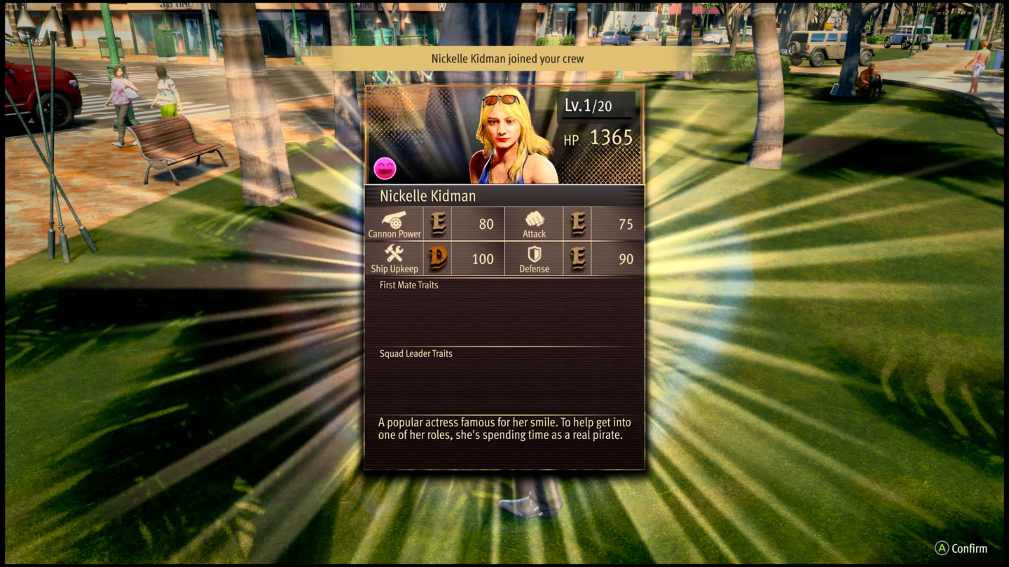 Karta nowego członka załogi - Nickelle Kidman - ze statystykami i kr&oacute;tkim opisem.