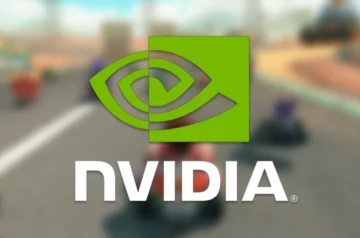 Logo Nvidia na tle gry mario Kart World