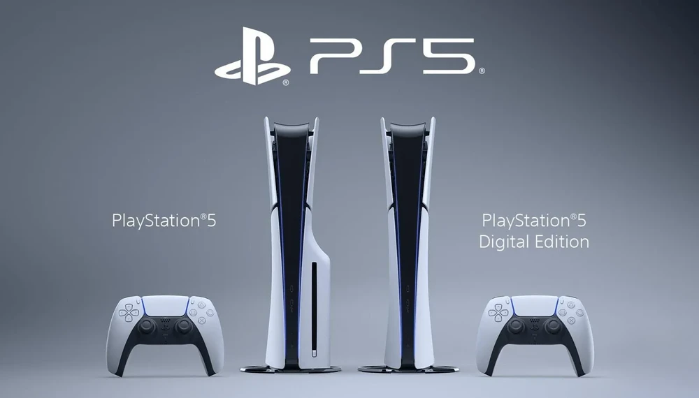 PlayStation 5 i wersja Digital z logiem PS5.