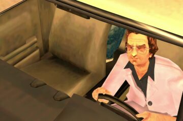 Screen z gry Grand Theft Auto: Vicy City - jeden z bohaterów kieruje samochodem