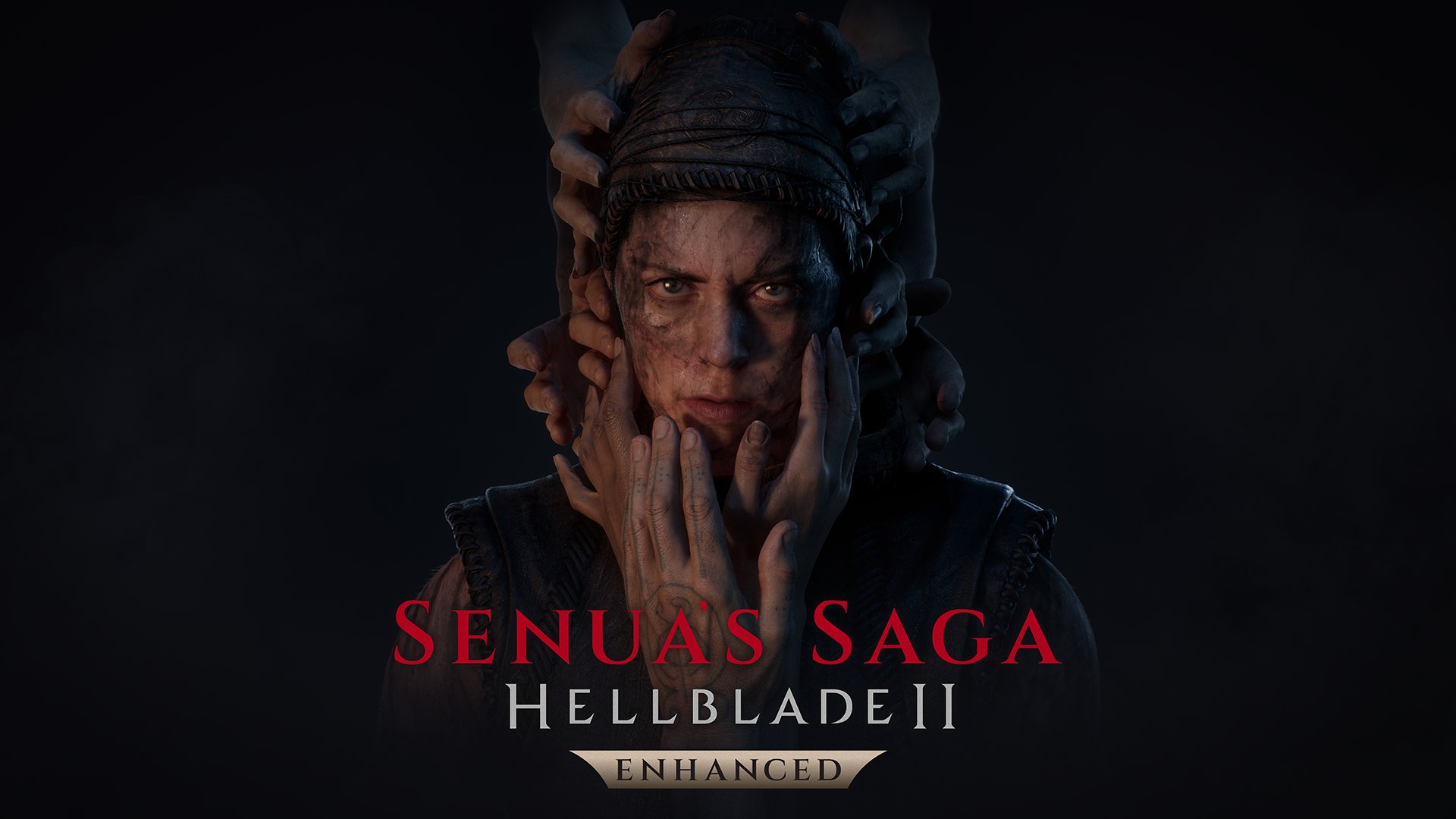 Grafika promująca rozszerzoną wersję gry Hellblade II, która wydana zostanie niedługo również na konsole PlayStation 5. Widać na niej napis - tytuł gry - oraz główną bohaterkę Senuę.