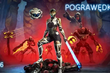 Grafika odcinka podcastu Pograwędka o grze Steel Seed – futurystyczna postać w pancerzu i z niebieskim mieczem świetlnym stoi w otoczeniu robotów na tle czerwonego dymu, w prawym górnym rogu napis „POGRAWĘDKA”, w lewym dolnym rogu liczba 86.