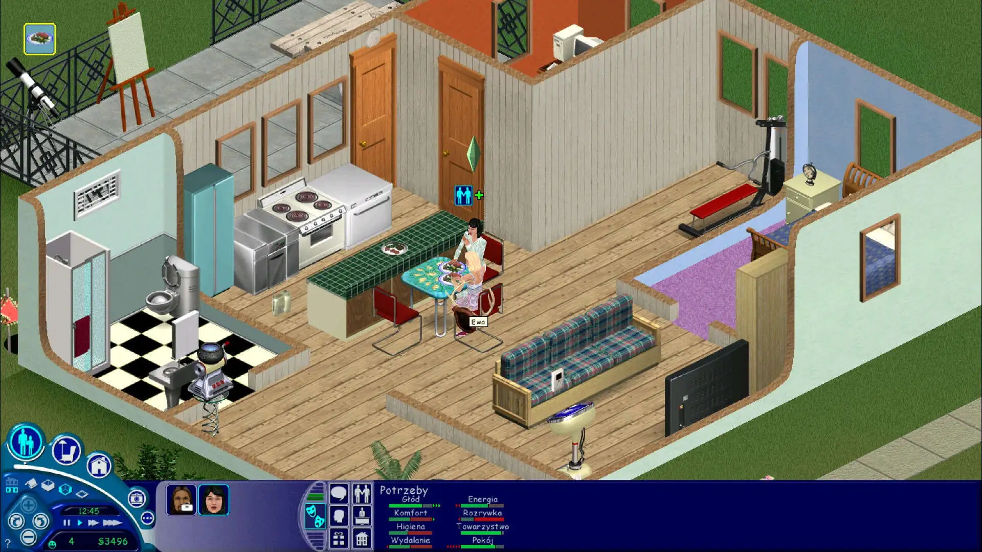 Sims - jedzenie z koleżanką
