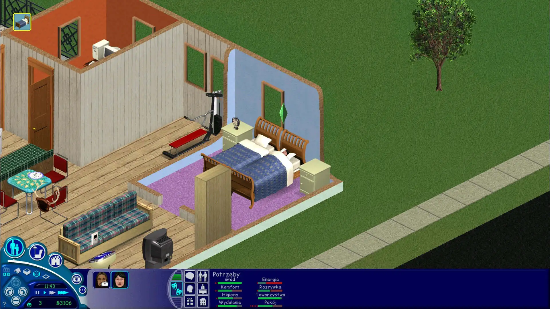 Sims - spanie w łóżeczku