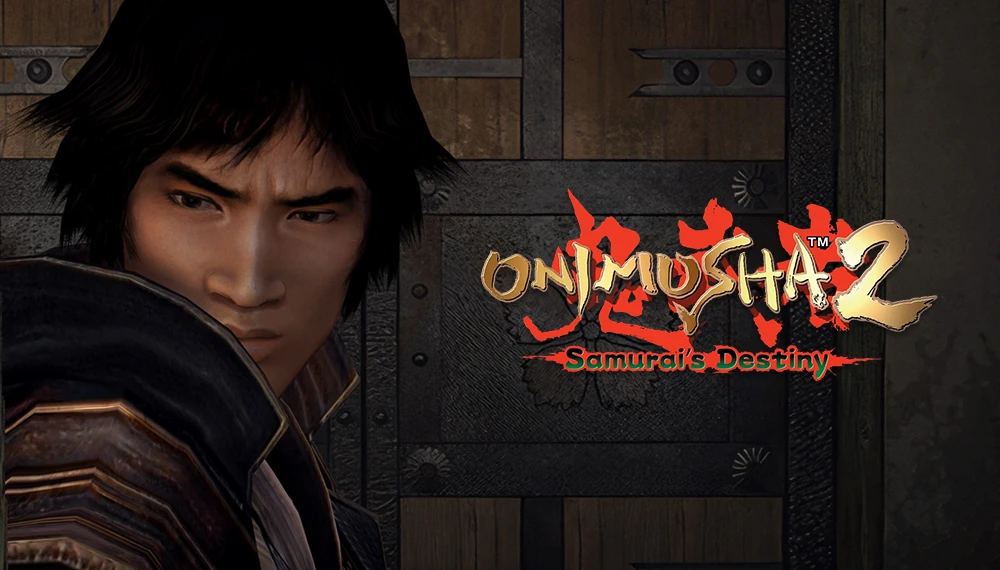 Główny bohater i logo gry Onimusha 2: Samurai’s Destiny