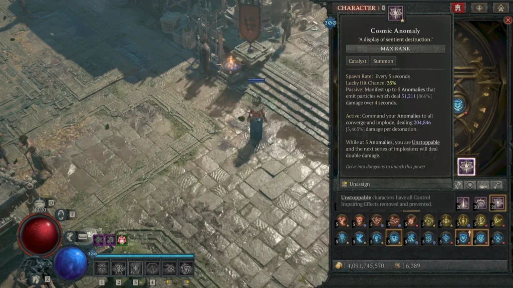 Ekran z aktywną mocą „Cosmic Anomaly”, która pozwala przywoływać anomalie zadające obrażenia i zapewniające efekt „Unstoppable” podczas eksplozji.