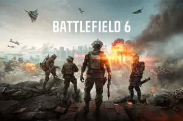 Keyart z gry Battlefield 6 z logiem i żołnierzami w tle