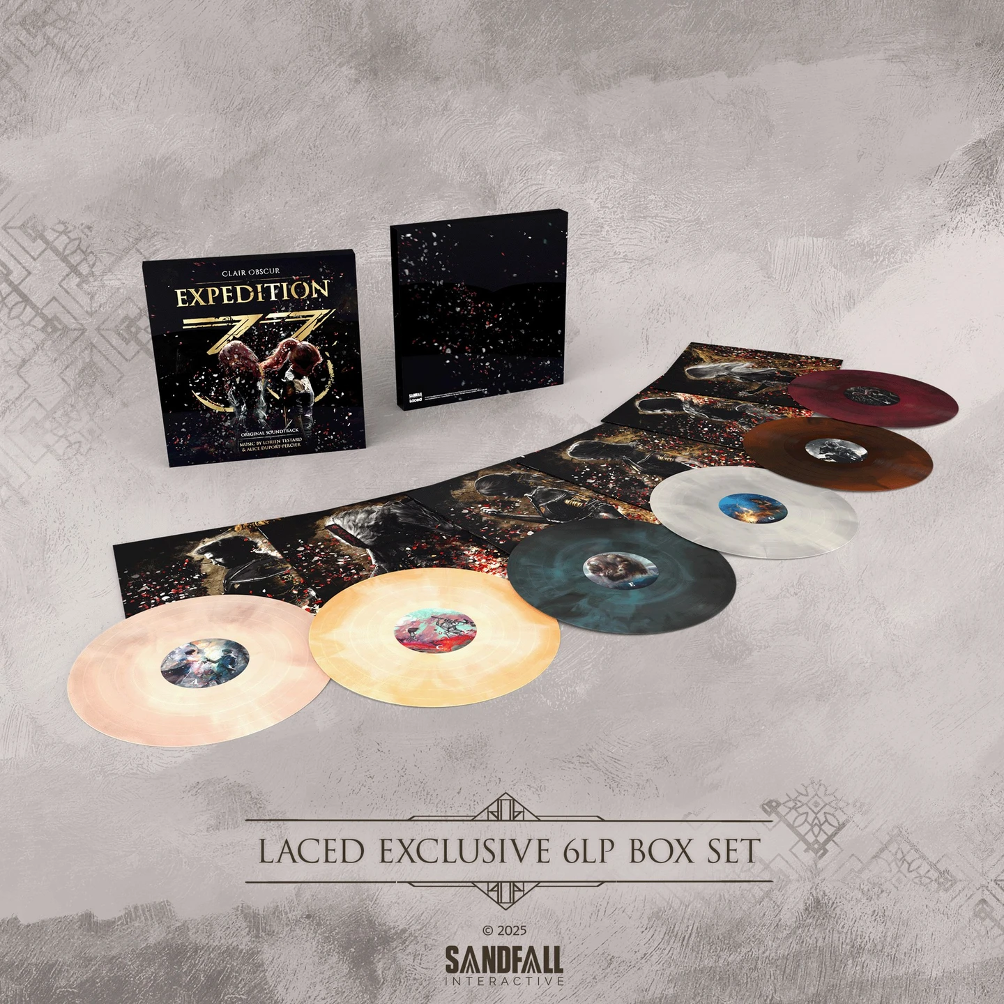 Wizualizacja zestawu 6LP ze ścieżką dźwiękową z Clair Obscur Expedition 33.