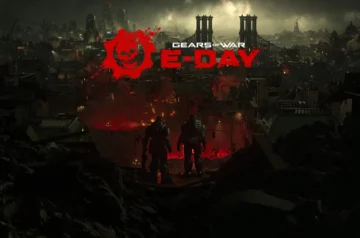 Grafika promocyjna gry Gears of War: E-Day z widocznym logiem.