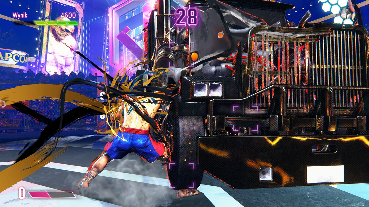 Screenshot z gry Street Fighter 6 - Sagat vs Ciężar&oacute;wka