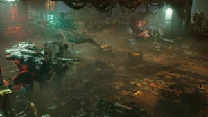 Złomowisko w The Ascent, miejsce pełne wrak&oacute;w wszelkiej maści.