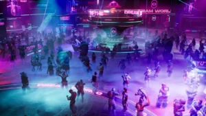 Wnętrze klubu Dream World w The Ascent.