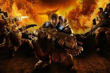 Grafika z gry Gears Of War: Reloaded (z postaciami w tle)