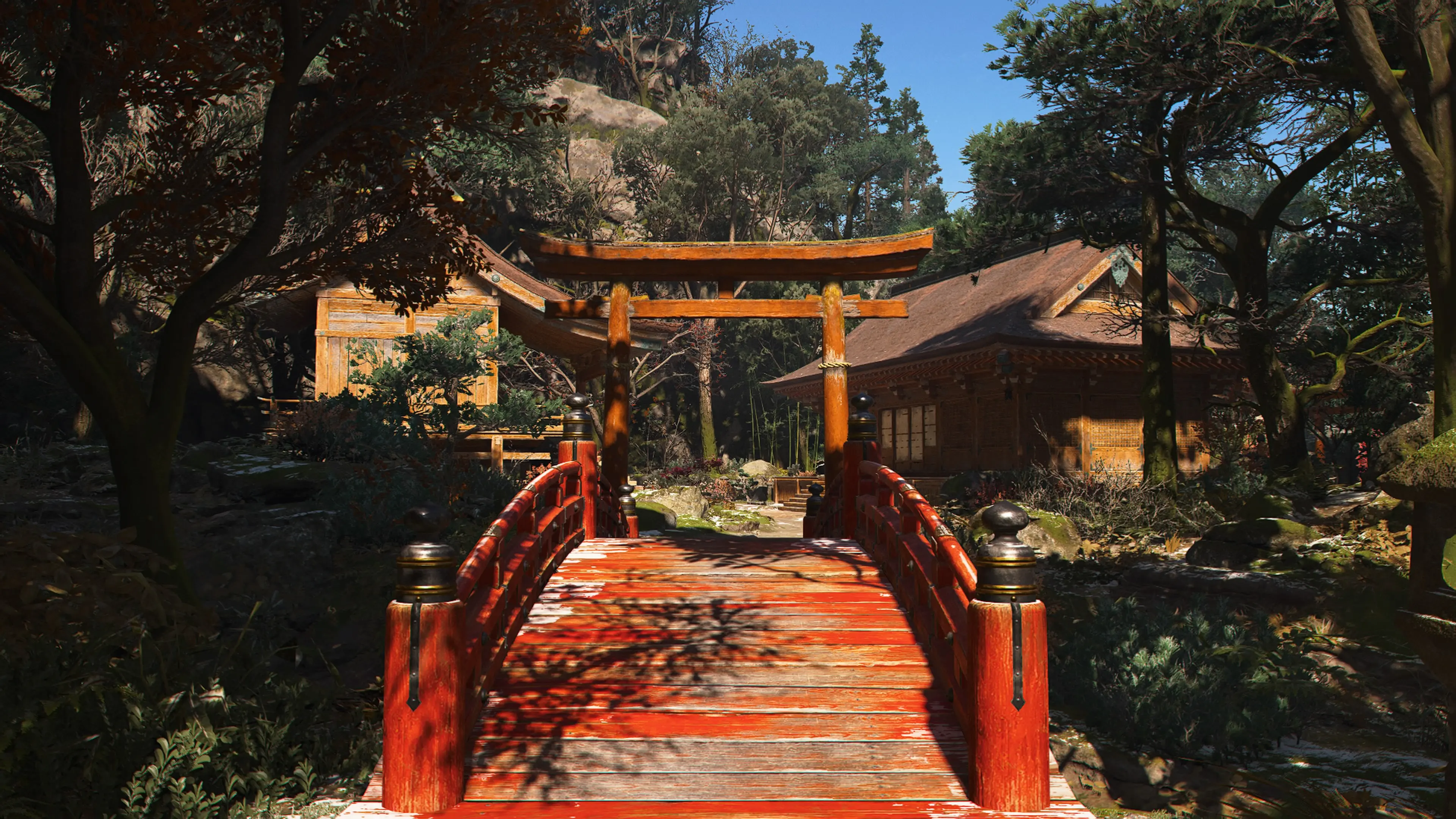 Most świątynny i brama Torii