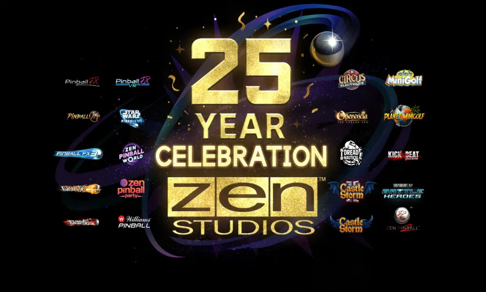 Logo Zen Studios z informacją o świętowaniu 25 lat działności