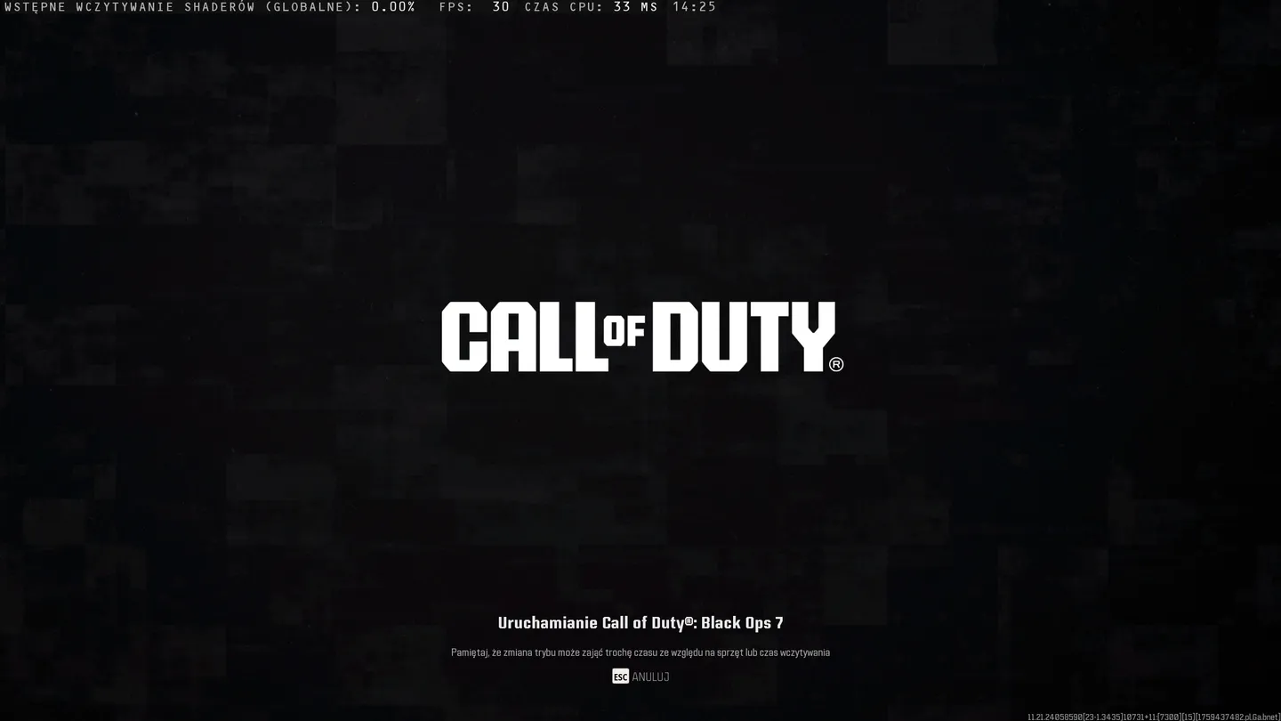Ekran ładowania beta Call of Duty Black Ops 7 &ndash; początek gry, test wydajności i pierwsze wrażenia.
