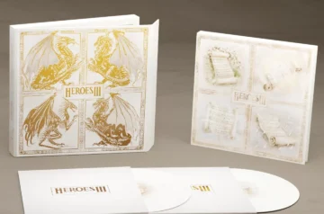 Heroes III Piano Collections - wizualizacja opakowania wraz z płytami w indywidualnych kopertach i zapisem nutowym.