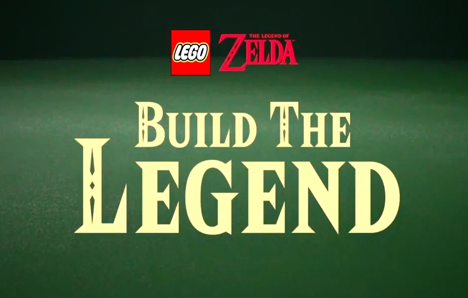 Logo LEGO Zelda Build The Legend na zielonym tle