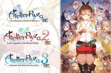 Okładka kolekcji Atelier Ryza Secret Trilogy Deluxe z tytułami gier i artem.