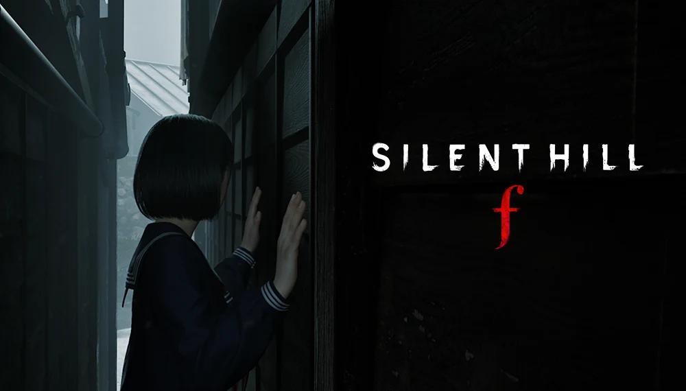 Screen główny z Silent Hill f - bohaterka i logo gry