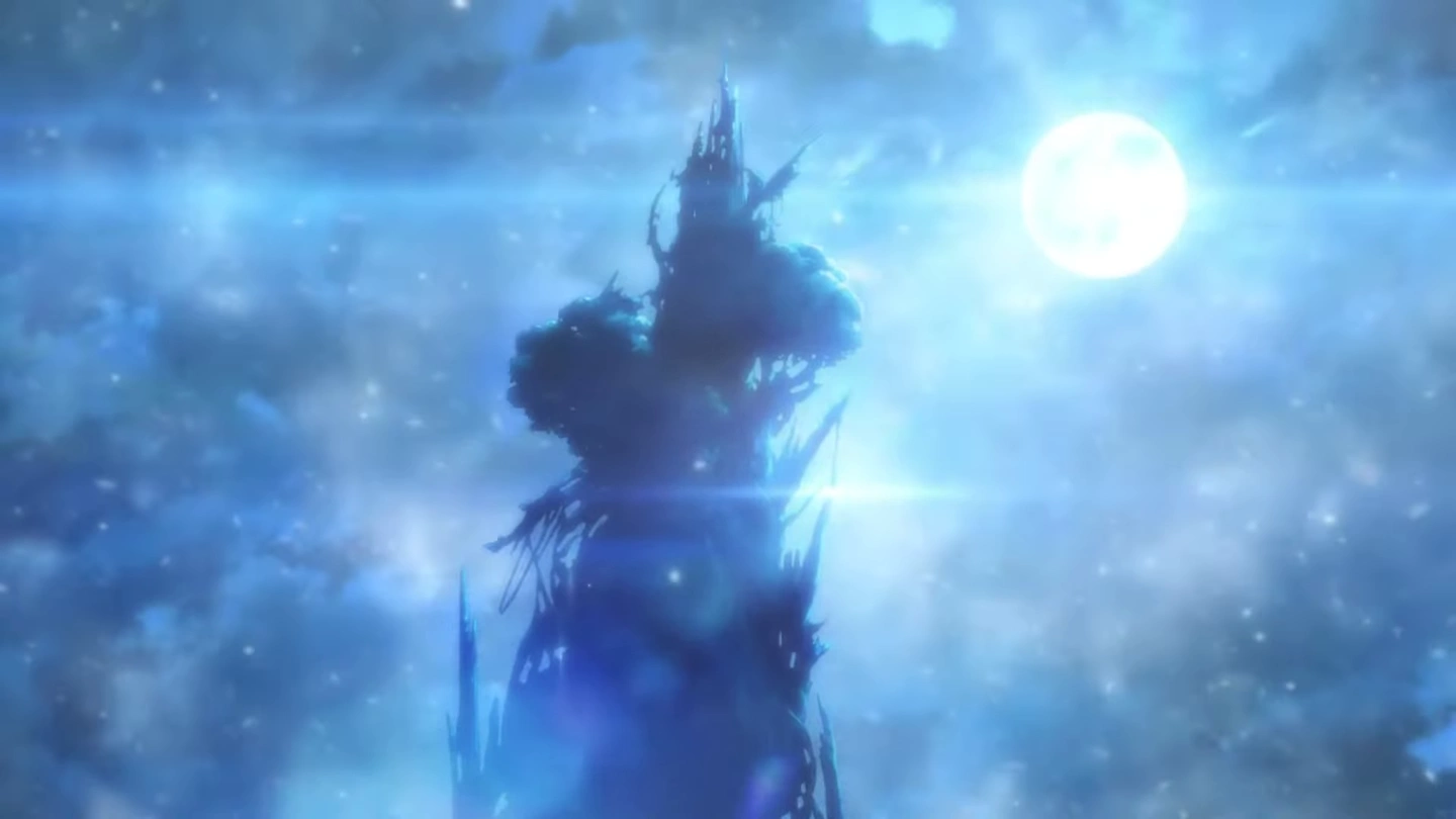 Utawarerumono: Shirube e no Michishirube - stopklatka z intra, przedstawiająca ruiny wieży.