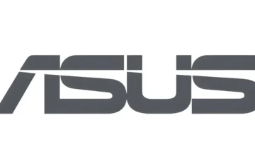 Logo ASUS na białym tle.