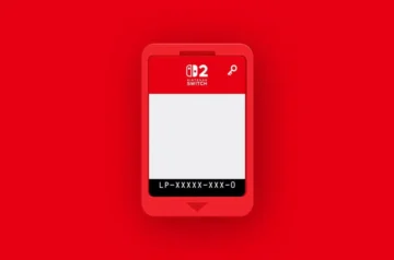 Wizualizacja karty Game-Key dla Nintendo Switch 2 na czerwonym tle