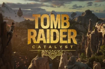 Logo Tomb Raider: Catalyst na tle górskiego krajobrazu i ruin