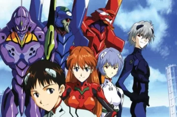 Scena z bohaterami anime Evagelion