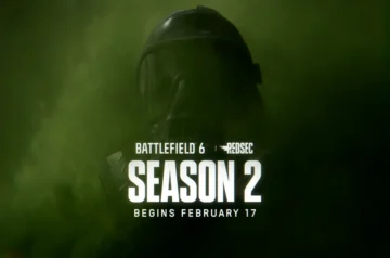 Żołnierz w masce gazowej na zielonym tle zapowiadający Sezon 2 w Battlefield 6, który rozpocznie się 17 lutego.