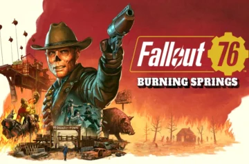Ilustracja Fallout 76 Burning Springs przedstawiająca Appalachy i świat wciąż dotknięty skutkami wojny nuklearnej