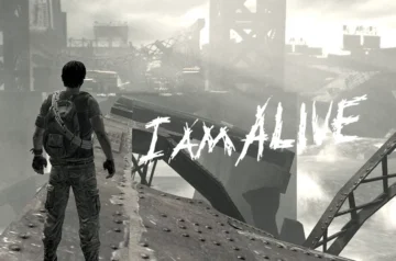 Screen z gry I Am Alive z bohaterem i logiem.