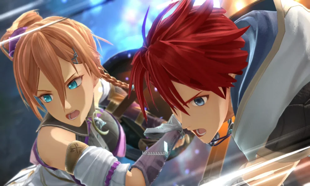 Adol i Karja na pokładzie statku podczas eksploracji Zatoki Obelii w Ys X: Proud Nordics