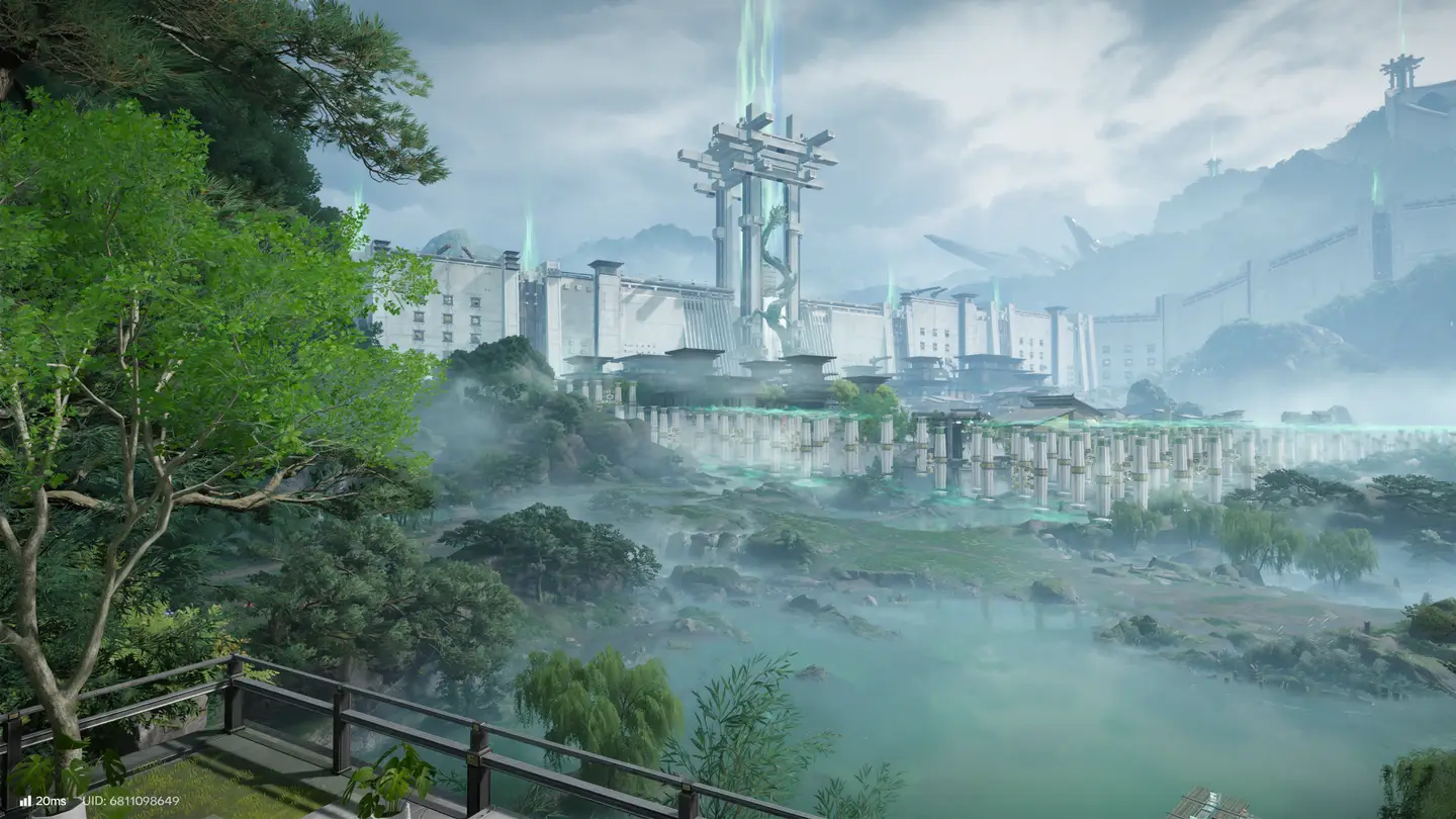 Zrzut erkanu z gry Arknights: Endfield. Widok na Wuling City.