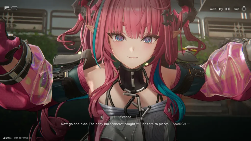 Zrzut ekranu z gry Arknights: Endfield. Yvonne patrzy w kamerę.