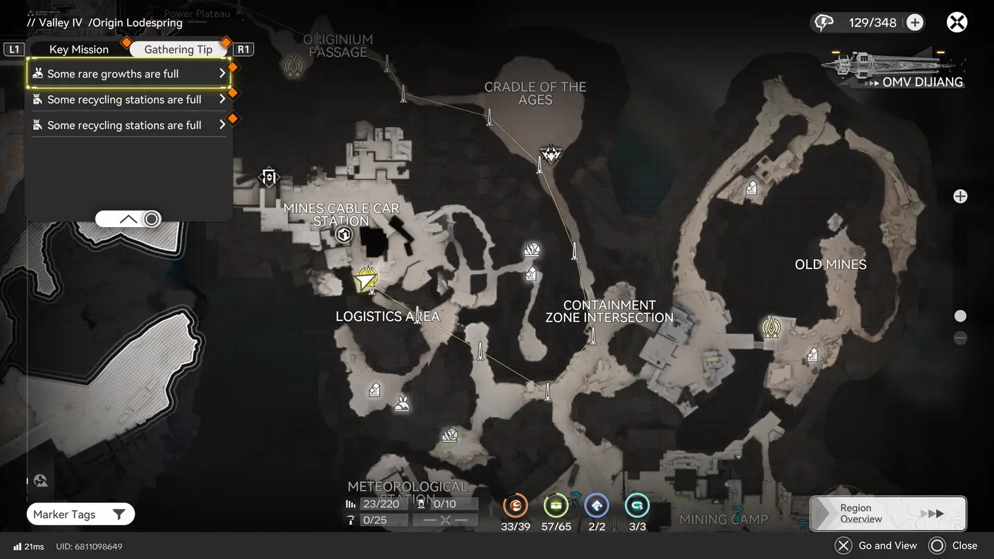 Ekran mapy w Arknights: Endfield