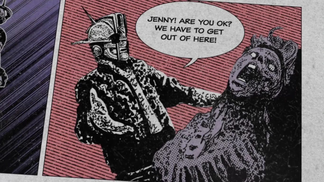 Bohater pyta zombie przepołowionego na pól czy wszystko z nią w porządku.