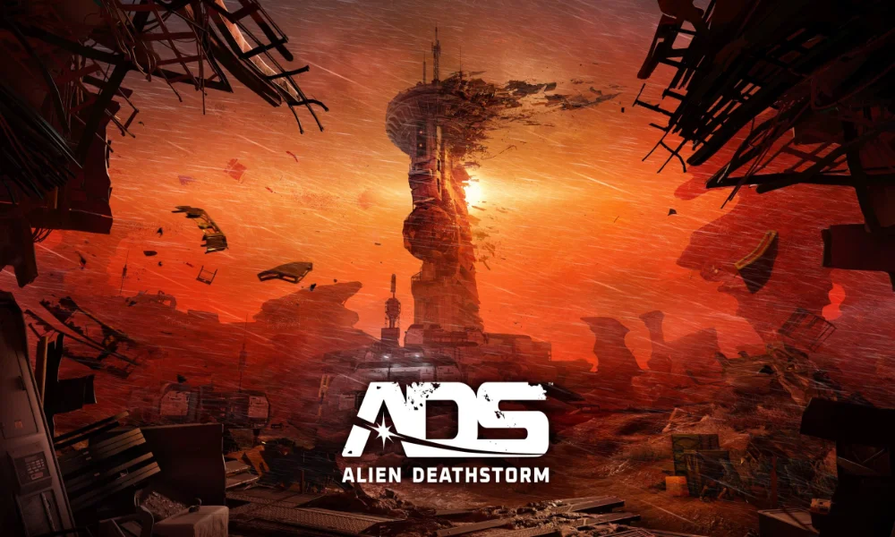 Alien Deathstorm – zniszczona kolonia na obcej planecie z centralną wieżą