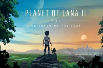 Planet of Lana II – Lana i Mui patrzą na rozległą planetę z klifu o zachodzie słońca