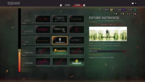 Ścieżka sławy w grze – Widać pionową linię przedstawiającą postęp, obok różne firmy oferujące wsparcie, a po prawej stronie opis.