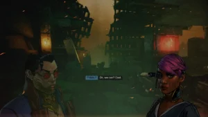 Portret dwóch postaci, mężczyzny i kobiety, rozmawiających. "Tybalt: Oh, we can? Cool."